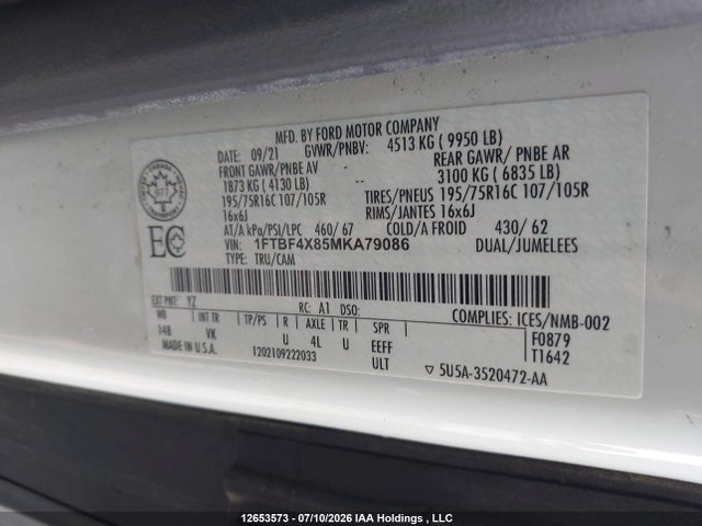 Ford Transit T-350 Hd 2021 1FTBF4X85MKA79086 Image 9
