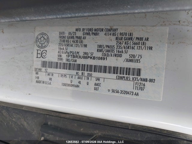 Ford Transit T-250 2023 1FTBR3U88PKB10891 Image 16