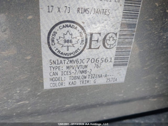 5N1AT2MV6JC706561 Nissan Rogue Midnight Edition/s/sl/sl W/propilot Assist/sv