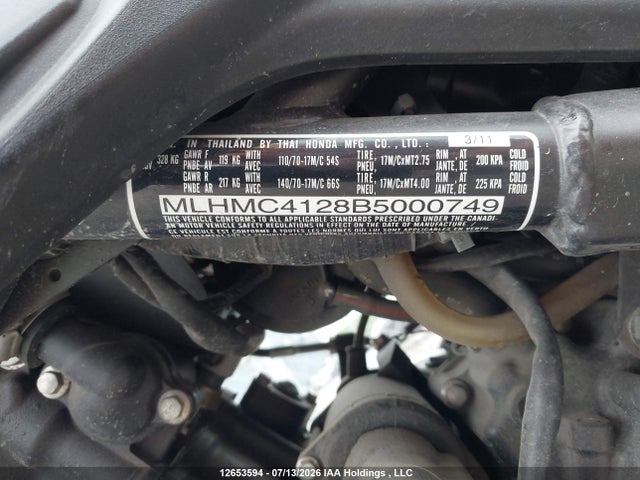 2011 Honda Cbr250 Ra მანქანა იყიდება აუქციონზე, vin: MLHMC4128B5000749, აუქციონის ნომერი: 12653594