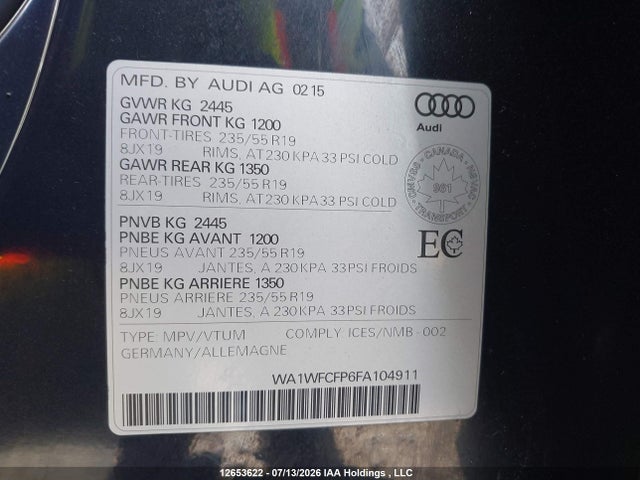 Audi Q5 2.0t Technik 2015 WA1WFCFP6FA104911 Image 19