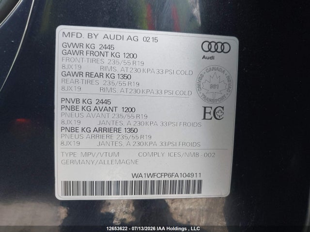 Audi Q5 2.0t Technik 2015 WA1WFCFP6FA104911 Image 9