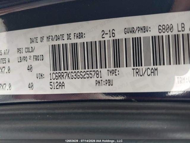 Aukcja sprzedaży 2016 Ram 1500 St, vin: 1C6RR7KG3GS255781, numer aukcji: 12653639