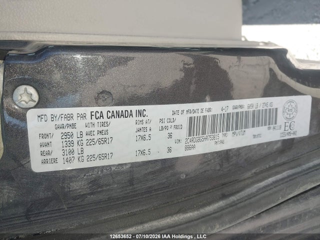 Dodge Grand Caravan Cvp/sxt 2017 2C4RDGBG5HR753815 Image 9