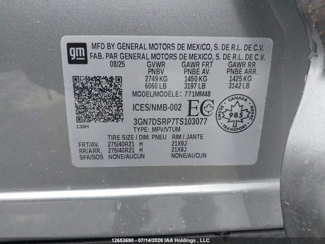 Продаж на аукціоні авто 2026 Chevrolet Equinox Ev Rs, vin: 3GN7DSRP7TS103077, номер лоту: 12653690