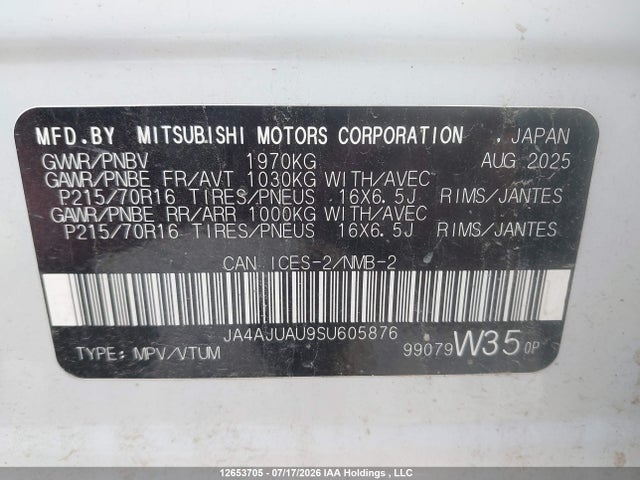 Mitsubishi RVR ES 2025 JA4AJUAU9SU605876 Image 9