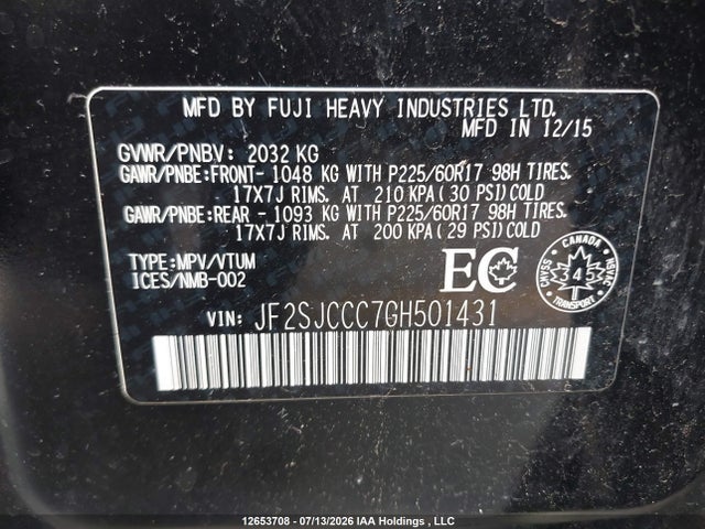 Subaru Forester 2.5i Convenience Package 2016 JF2SJCCC7GH501431 Image 9
