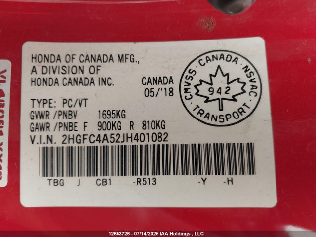 Honda Civic Lx 2018 2HGFC4A52JH401082 Image 19