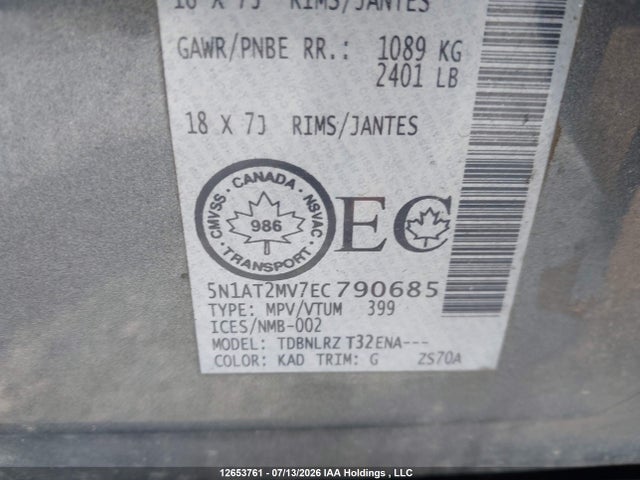 Nissan Rogue S/sl/sv 2014 5N1AT2MV7EC790685 Image 9