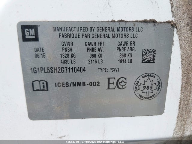 Продажа на аукционе авто 2016 Chevrolet Cruze Limited Ls, vin: 1G1PL5SH2G7110404, номер лота: 12653789