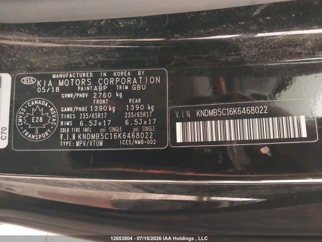 KIA Sedona Lx/ex 2019 KNDMB5C16K6468022 Image 9