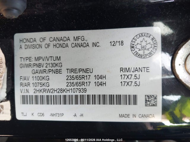 Honda CR-V 2019 2HKRW2H28KH107939 Image 9