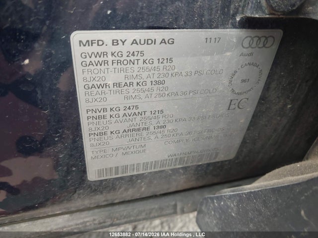 12653882 :رقم المزاد ، WA1FNAFY4J2090736 vin ، 2018 Audi Q5 2.0t Technik مزاد بيع