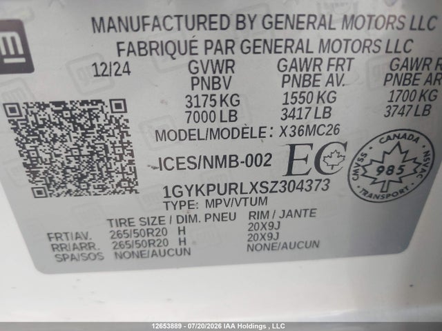12653889 :رقم المزاد ، 1GYKPURLXSZ304373 vin ، 2025 Cadillac Lyriq Sport مزاد بيع