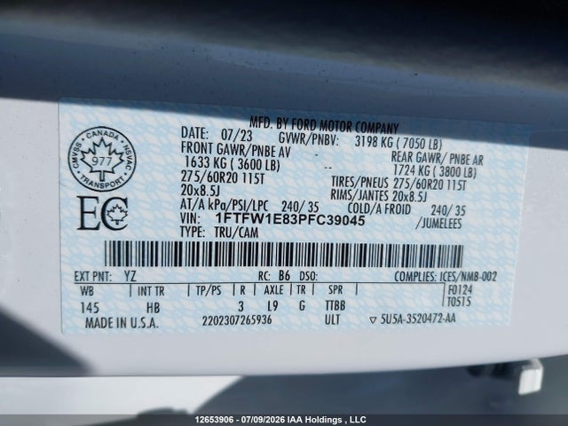 Ford F150 Supercrew 2023 1FTFW1E83PFC39045 Image 20