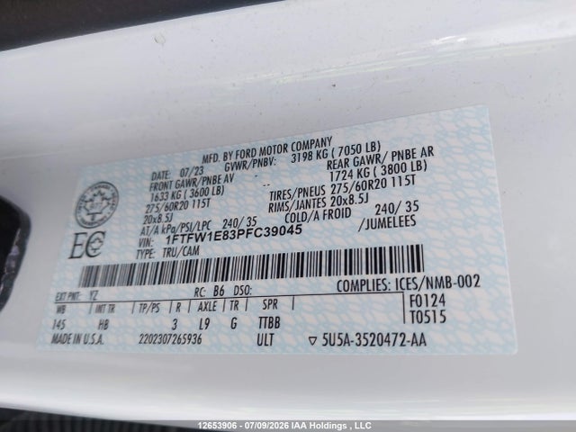 Ford F150 Supercrew 2023 1FTFW1E83PFC39045 Image 9