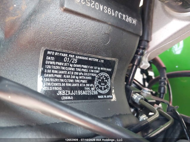 Aukcja sprzedaży 2025 Kawasaki Zx636 K, vin: JKBZXJJ19SA025286, numer aukcji: 12653909