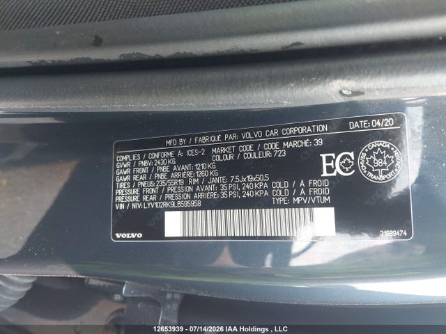 LYV102RK9LB595958 Volvo Xc60 T5 Momentum