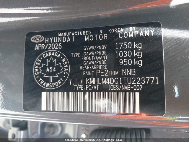 12653953 :رقم المزاد ، KMHLM4DG1TU223771 vin ، 2026 Hyundai Elantra Sel Sport مزاد بيع