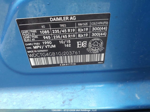 Продаж на аукціоні авто 2016 Mercedes-benz Gla 250 4matic, vin: WDCTG4GB1GJ203761, номер лоту: 12653991