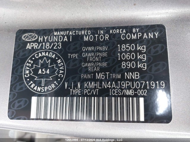 12653995 :رقم المزاد ، KMHLN4AJ9PU071919 vin ، 2023 Hyundai Elantra Limited مزاد بيع