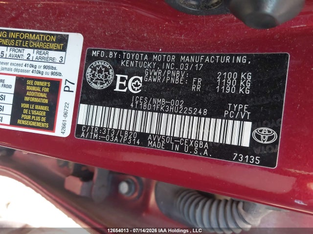 4T1BD1FK3HU225248 Toyota Camry Hybrid/le/xle/se