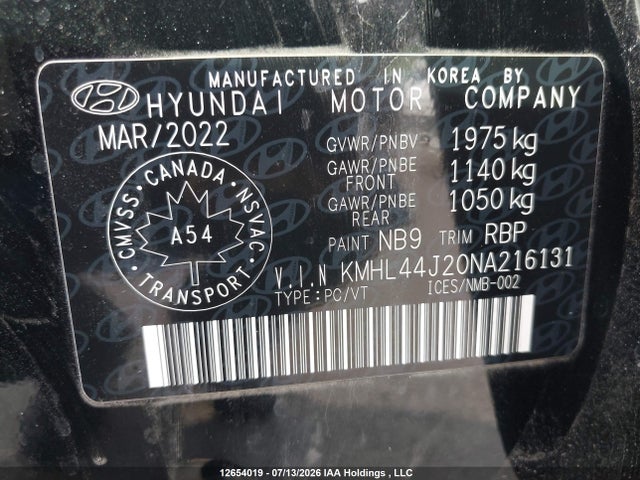 Продаж на аукціоні авто 2022 Hyundai Sonata Sport, vin: KMHL44J20NA216131, номер лоту: 12654019