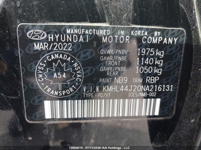 Продаж на аукціоні авто 2022 Hyundai Sonata Sport, vin: KMHL44J20NA216131, номер лоту: 12654019