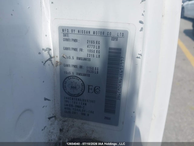 Продаж на аукціоні авто 2018 Nissan Nv200 S/sv, vin: 3N6CM0KN6JK697997, номер лоту: 12654040