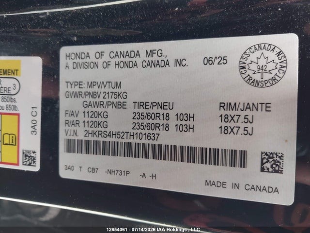 Honda Cr-v Sport 2026 2HKRS4H52TH101637 Image 9