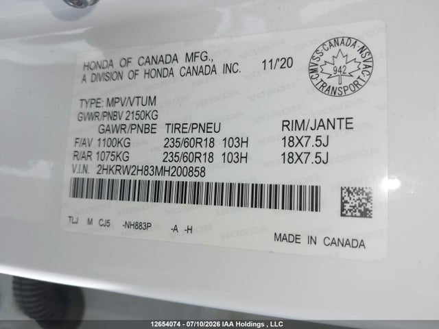 Honda CR-V EXL 2021 2HKRW2H83MH200858 Image 18