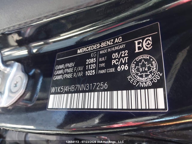 W1K5J4HB7NN317256 Mercedes-Benz CLA 250 4MATIC