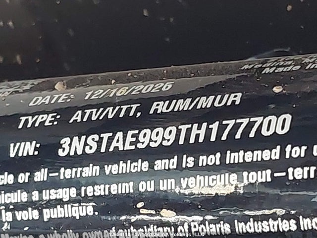 12654118 :رقم المزاد ، 3NSTAE999TH177700 vin ، 2026 Polaris Ranger 1000 Eps/1000 Premium مزاد بيع