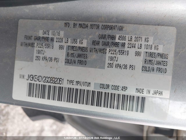 JM3KE4DY2G0892061 Mazda CX-5 GT