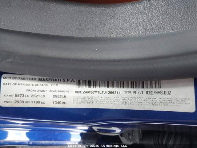 ZAM57YTL7J1296311 Maserati Ghibli S Q4 Granlusso