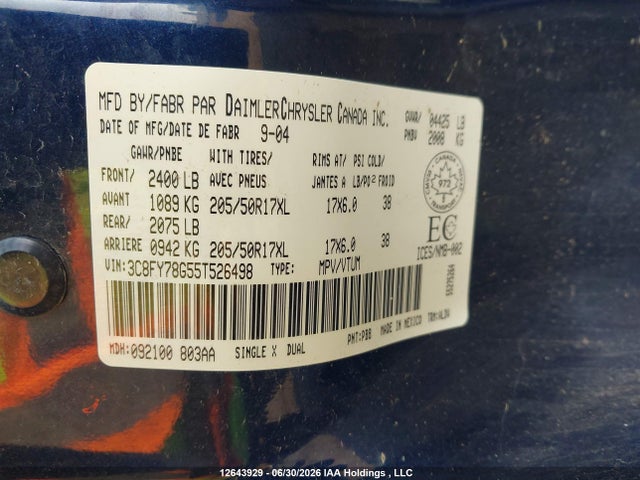 Продаж на аукціоні авто 2005 Chrysler Pt Cruiser Gt, vin: 3C8FY78G55T526498, номер лоту: 12643929