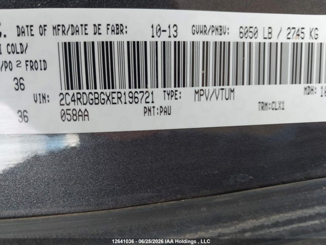 2C4RDGBGXER196721 Dodge Grand Caravan Se/sxt