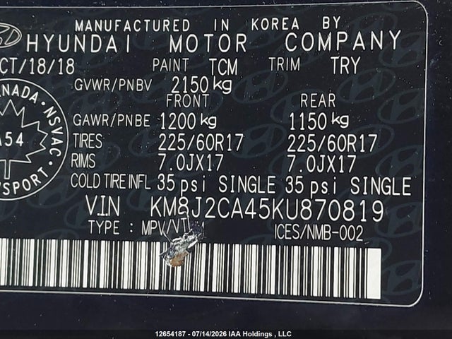 Hyundai TUCSON SE 2019 KM8J2CA45KU870819 Image 9