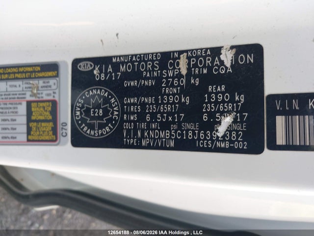Aukcja sprzedaży 2018 Kia Sedona Lx, vin: KNDMB5C18J6392382, numer aukcji: 12654188