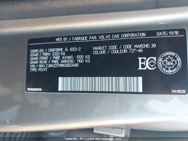 7JRA22TM8KG003488 Volvo S60 T6 R-design