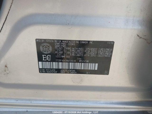 2011 Toyota Rav4 Limited მანქანა იყიდება აუქციონზე, vin: 2T3DF4DV3BW104638, აუქციონის ნომერი: 12654202