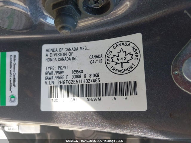 Honda Civic Lx 2018 2HGFC2E51JH027465 Image 9