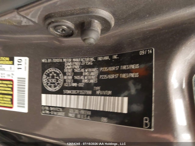 Toyota SIENNA LE 2015 5TDKK3DC7FS527998 Image 9