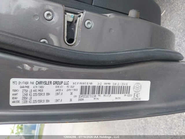 12654286 :رقم المزاد ، 3C4PDCCG2CT312180 vin ، 2012 Dodge Journey Sxt مزاد بيع