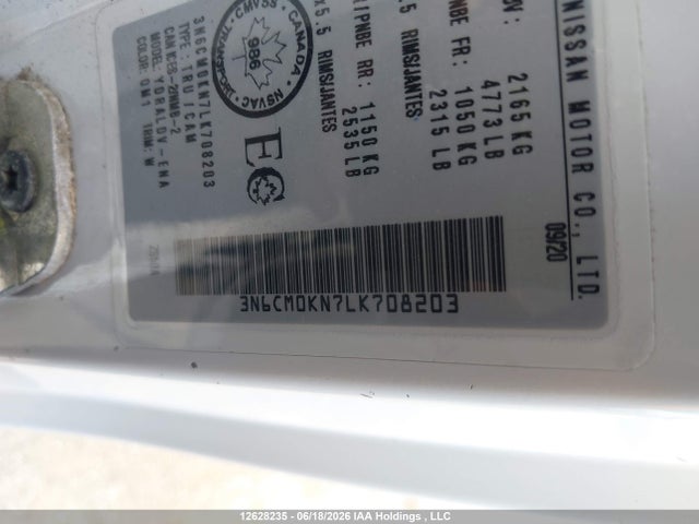 Aukcja sprzedaży 2020 Nissan Nv200 S/sv, vin: 3N6CM0KN7LK708203, numer aukcji: 12628235