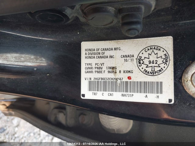 Aukcja sprzedaży 2012 Honda Civic Si Si, vin: 2HGFB6E52CH200567, numer aukcji: 12654313