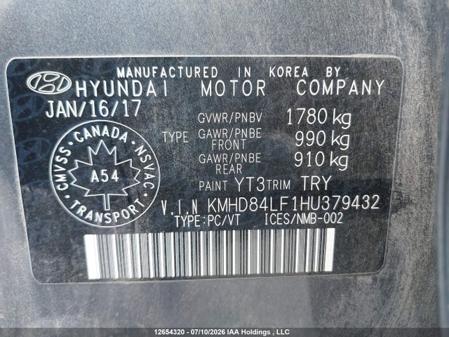 Продажа на аукционе авто 2017 Hyundai Elantra Gl, vin: KMHD84LF1HU379432, номер лота: 12654320