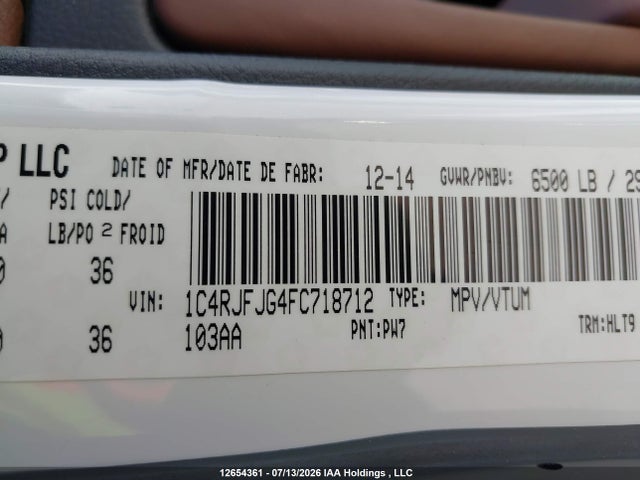 Jeep Grand Cherokee Summit 2015 1C4RJFJG4FC718712 Image 9
