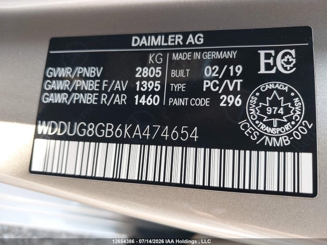 Aukcja sprzedaży 2019 Mercedes-benz S 560 4matic, vin: WDDUG8GB6KA474654, numer aukcji: 12654386
