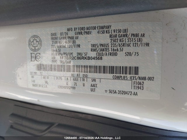 Ford Transit T-250 2024 1FTBR2C86RKB04568 Image 9